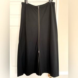 JJill Maxi Skirt Black Stretch Fabric Long Zipper from Waist to Hem Medium